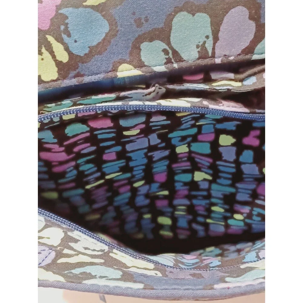 Vera Bradley Padded Laptop Travel Tote Shoulder Bag Indigo Pop Floral Print